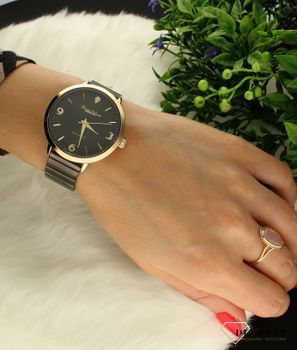 Zegarek damski czarna bransoleta Bruno Calvani BC3354 GOLD BLACK. Tarcza zegarka okrągła w czarnym kolorze z wyraźnymi złotymi cyframi. Dodatkowym atutem zegarka jest wyraźne logo.Zegarek z wodoszczelnością 30m (3 ATM) (1).jpg